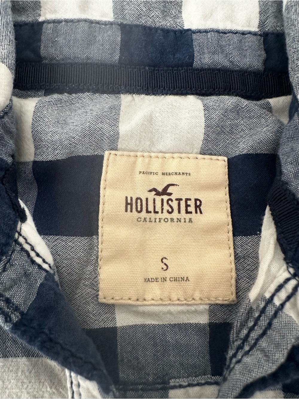 Hollister Blue Plaid Jeans Shirt - Navy/White
